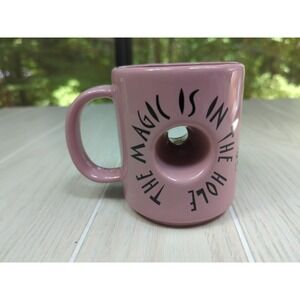 Voodoo Donuts pink coffee mug cup 2 sided The Magic is in the hole USA made
